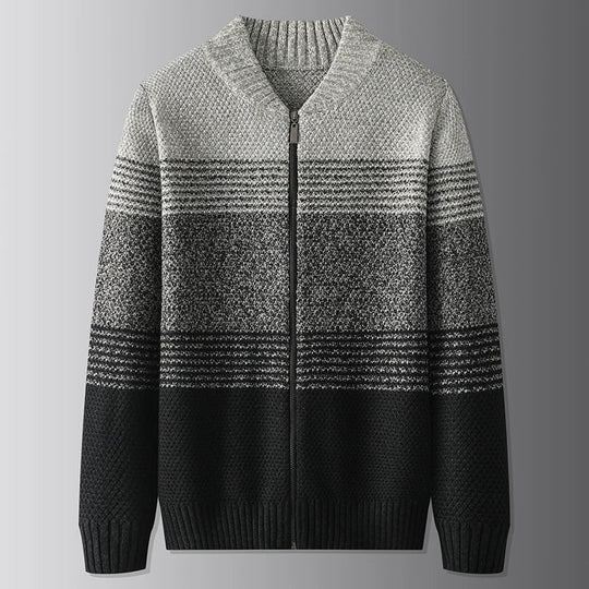 Woll Pullover Herren Durchgehender Zip Farbverlauf