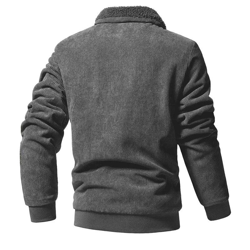 Cord Jacke Herren Fleecekragen Elastische Bündchen