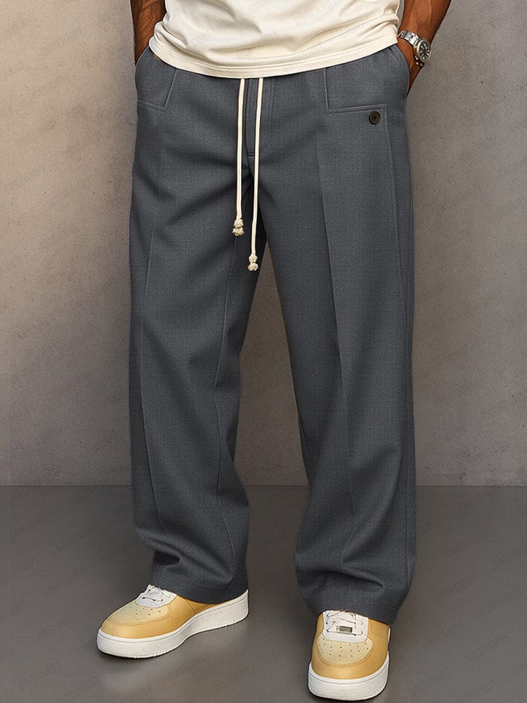 Lockere Baumwoll Hose Herren Kordelzug Casual Stoffhose