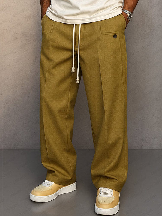 Lockere Baumwoll Hose Herren Kordelzug Casual Stoffhose