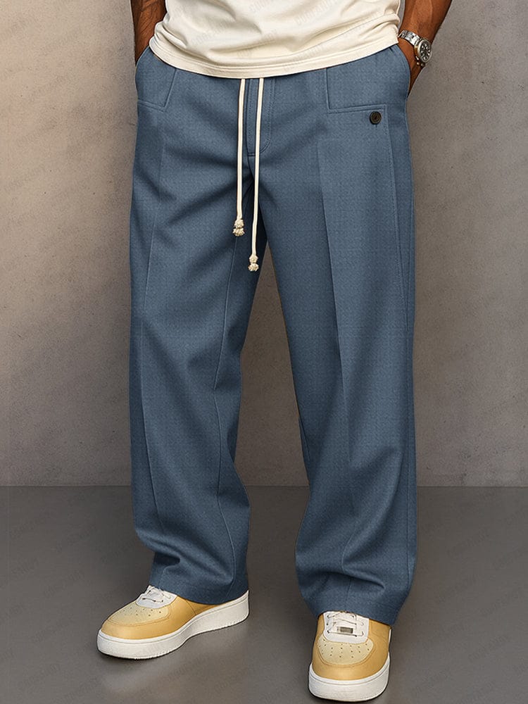Lockere Baumwoll Hose Herren Kordelzug Casual Stoffhose