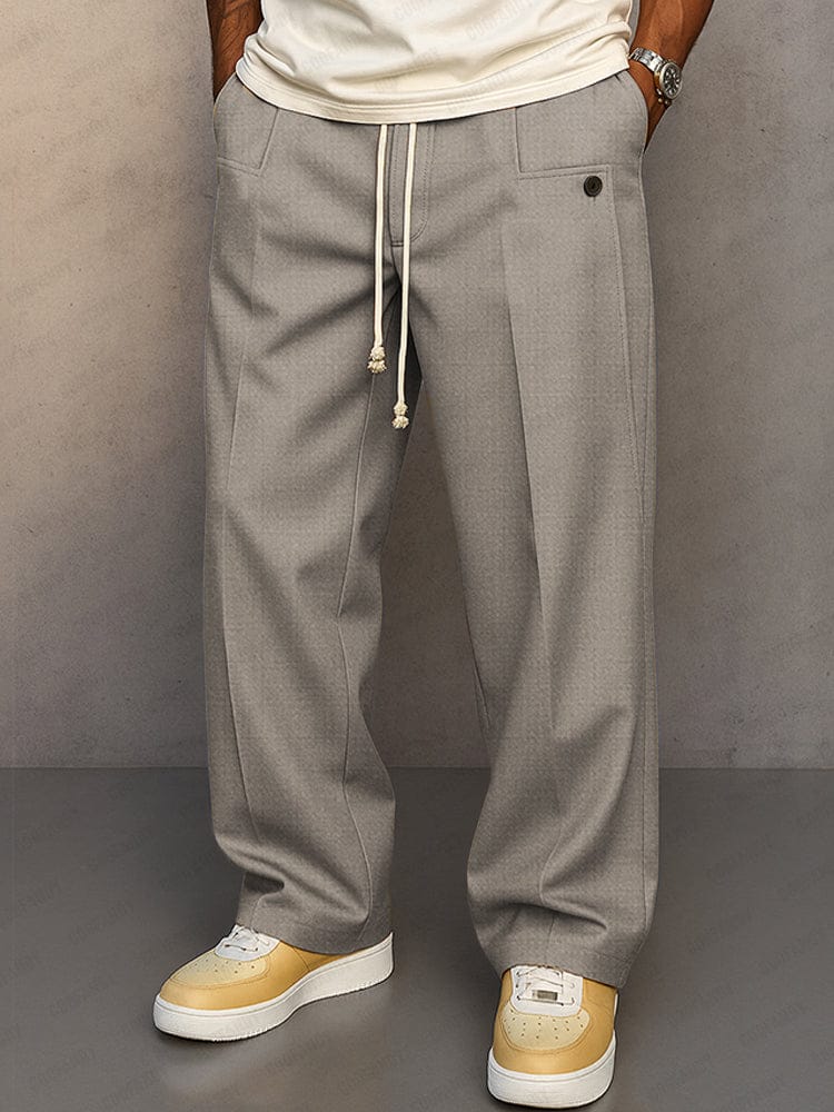 Lockere Baumwoll Hose Herren Kordelzug Casual Stoffhose