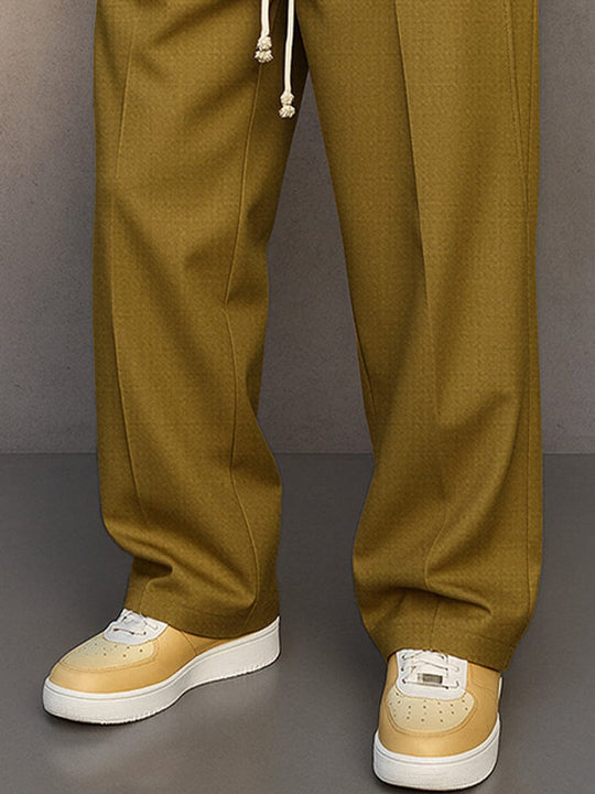 Lockere Baumwoll Hose Herren Kordelzug Casual Stoffhose
