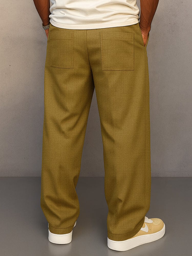 Lockere Baumwoll Hose Herren Kordelzug Casual Stoffhose