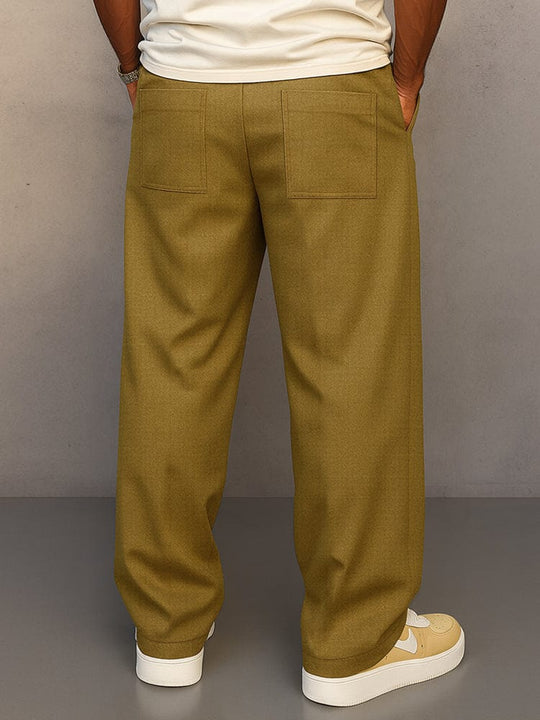 Lockere Baumwoll Hose Herren Kordelzug Casual Stoffhose