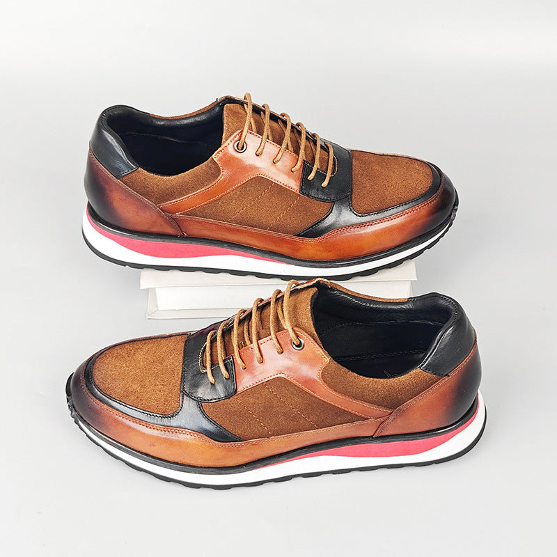 Retro Rindsleder Sneaker Herren Gepolstert Alltag