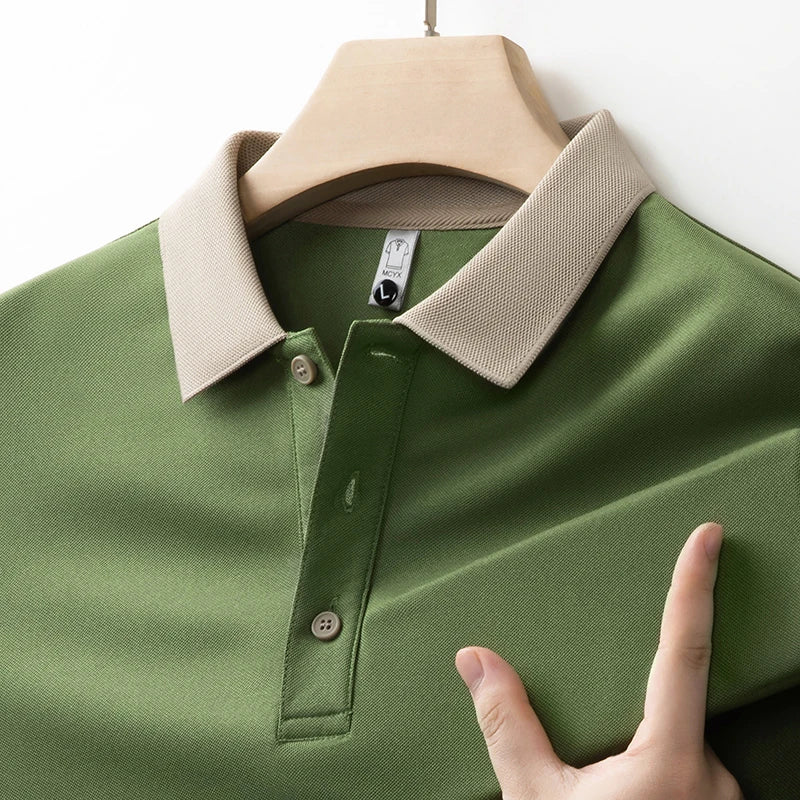Baumwoll Strick Poloshirt Herren Langarm Ganzjährig