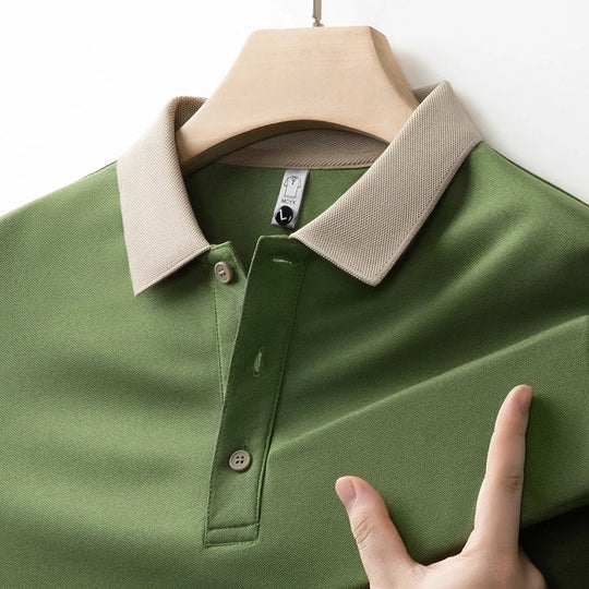 Baumwoll Strick Poloshirt Herren Langarm Ganzjährig