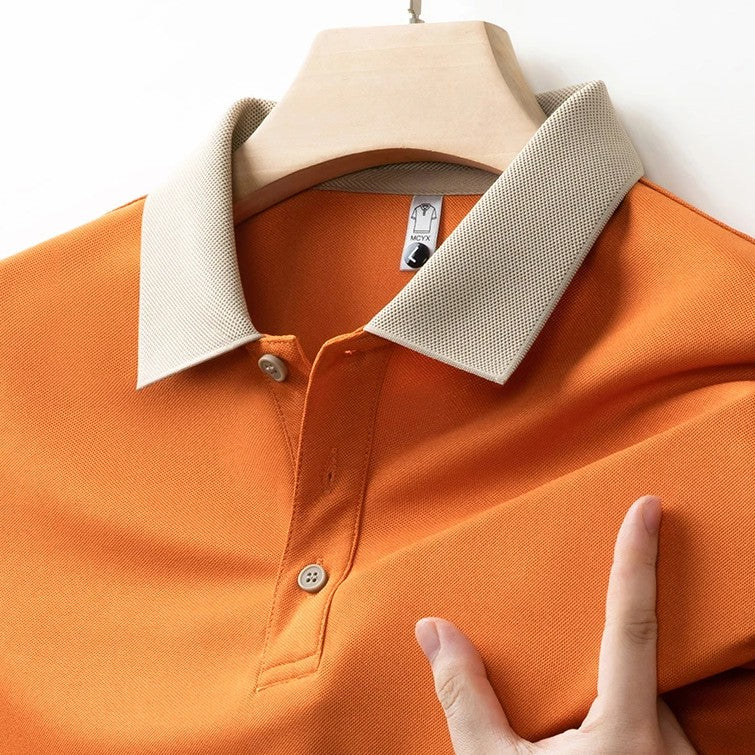 Baumwoll Strick Poloshirt Herren Langarm Ganzjährig
