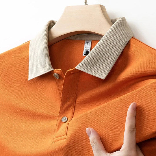 Baumwoll Strick Poloshirt Herren Langarm Ganzjährig