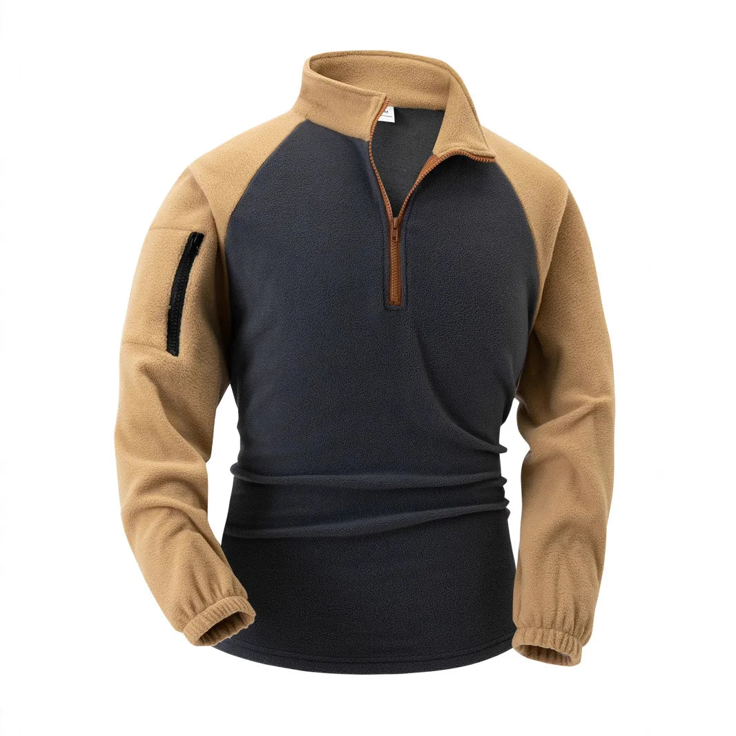 Fleece Pullover Herren Halbzip Stehkragen Zwei Farben