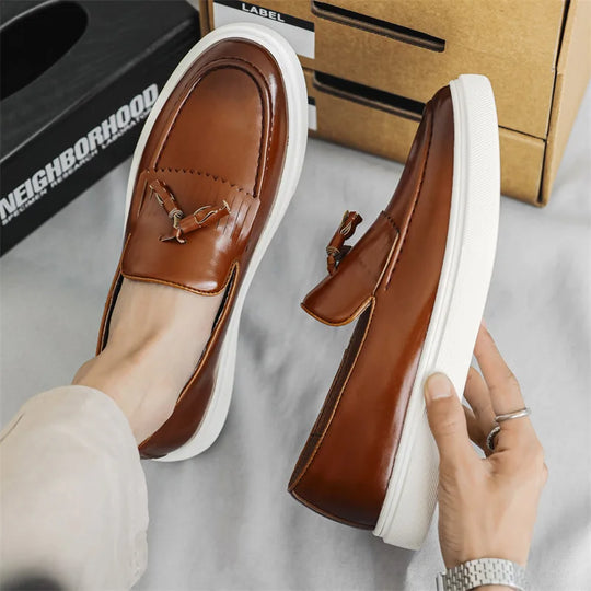 Leder Loafer Herren Quaste Slip-On Slipper Schuhe