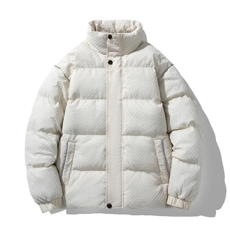 Wattierte Steppjacke Herren Hoher Kragen Strukturiert
