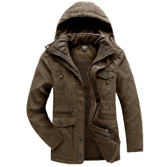 Fleece Parka Herren Kapuze Verstellbar Mehrere Taschen