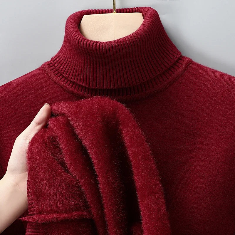 Klassischer Rollkragen Pullover Herren Strick Warm