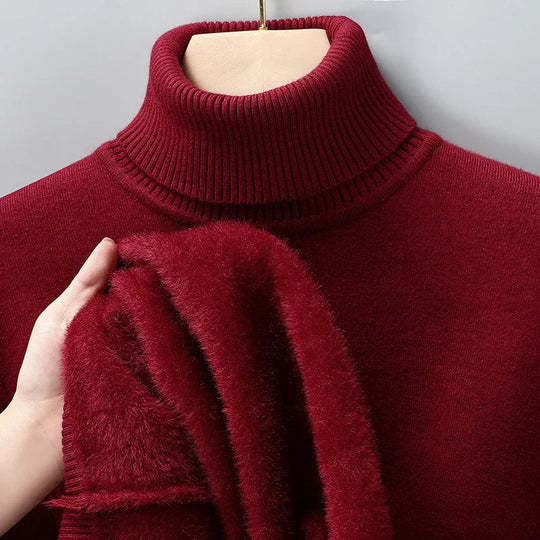 Klassischer Rollkragen Pullover Herren Strick Warm