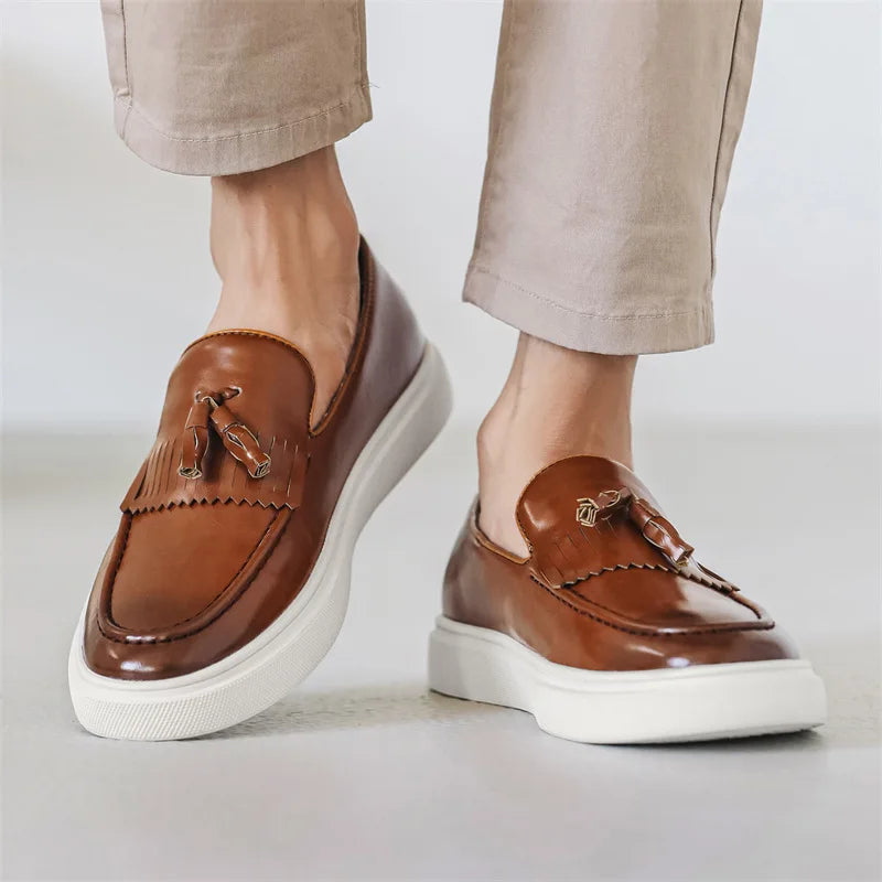 Leder Loafer Herren Quaste Slip-On Slipper Schuhe