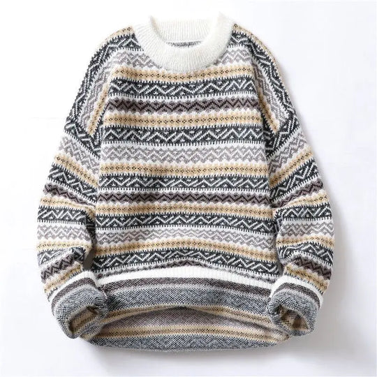 Norweger Pullover Herren Wollmix Dicht Gestrickt Warm