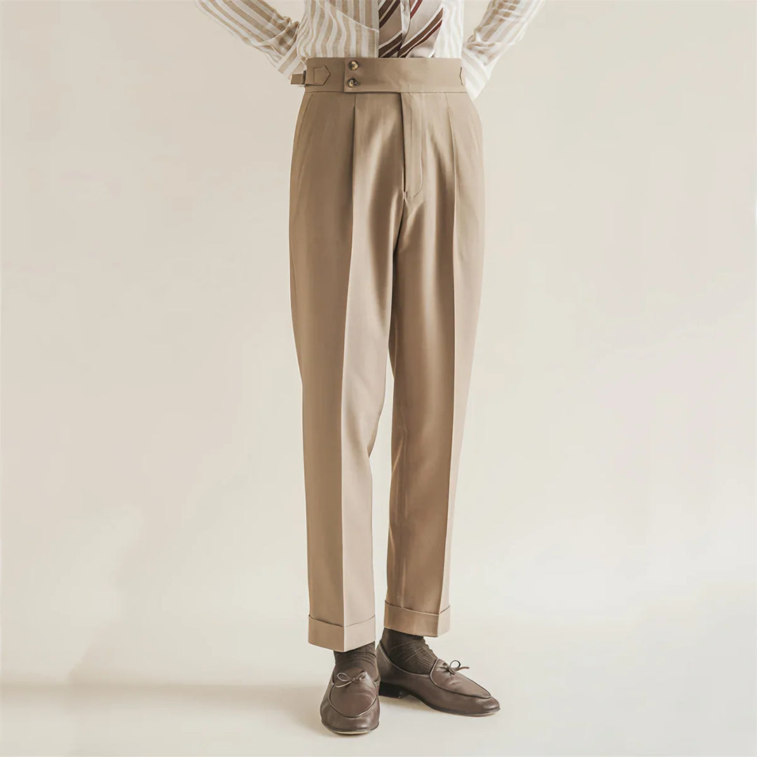 Elegante Bundfalten Anzughose Herren Tailliert Business