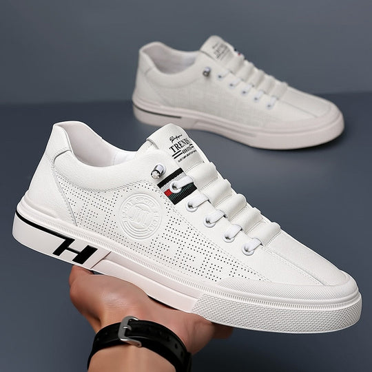 Italienische Leder Sneaker Herren Perforiert Handarbeit