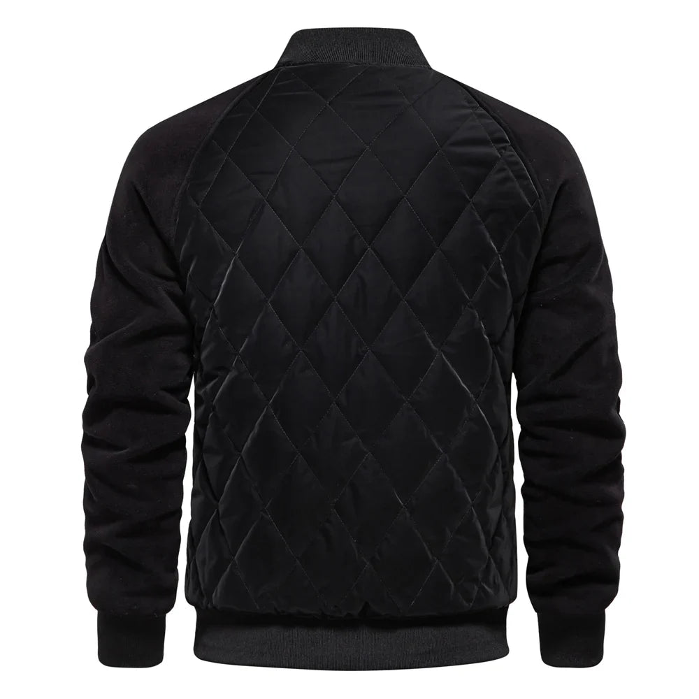 Fleece Bomberjacke Herren Wollmix Knopfleiste Warm