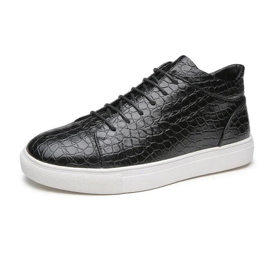 Kroko Prägung Sneaker Herren Leder Gepolstert Elegant