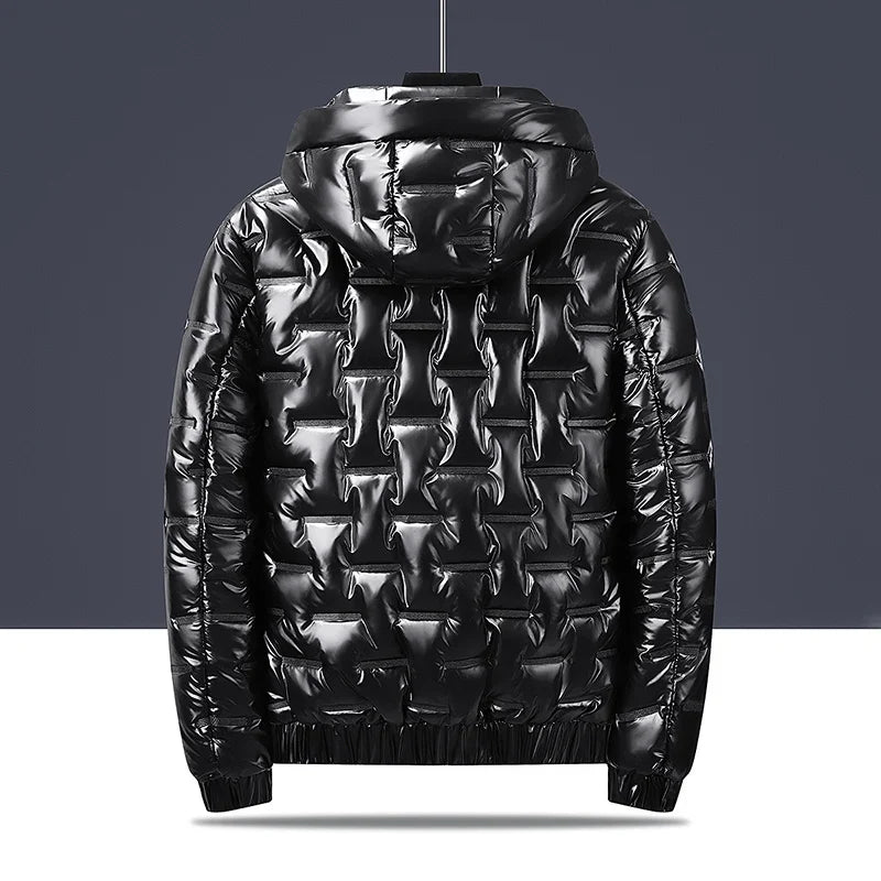 Metallic Steppjacke Herren Glanz Zwei Taschen Warm