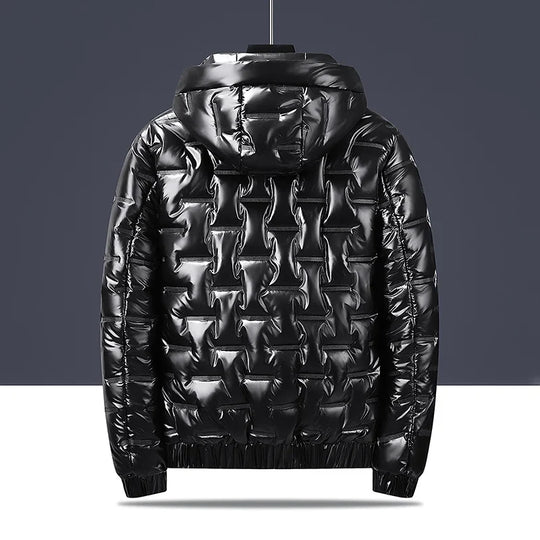 Metallic Steppjacke Herren Glanz Zwei Taschen Warm