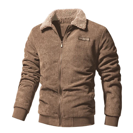 Cord Jacke Herren Fleecekragen Elastische Bündchen