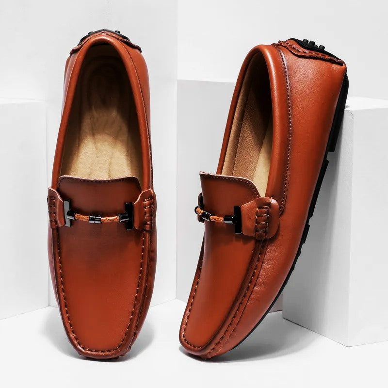 Herren Mokassins aus Echtleder – Slipper mit rutschfester Gummisohle