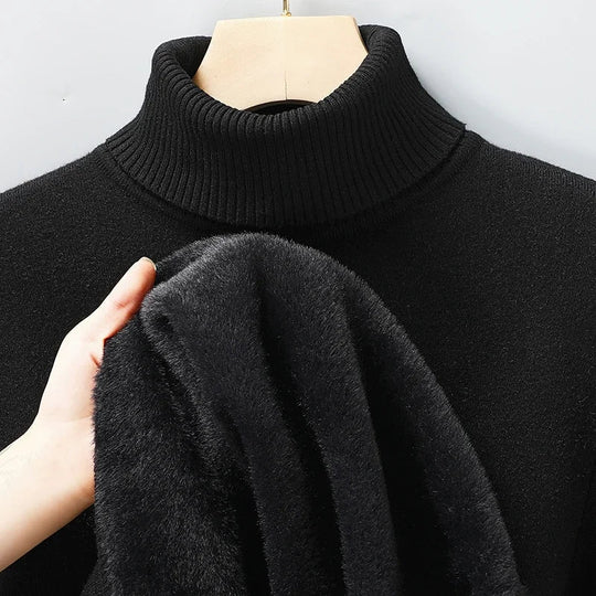 Klassischer Rollkragen Pullover Herren Strick Warm