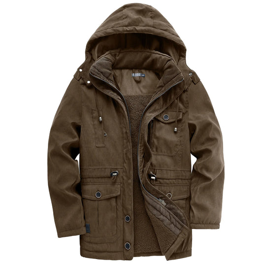 Fleece Parka Herren Kapuze Verstellbar Mehrere Taschen