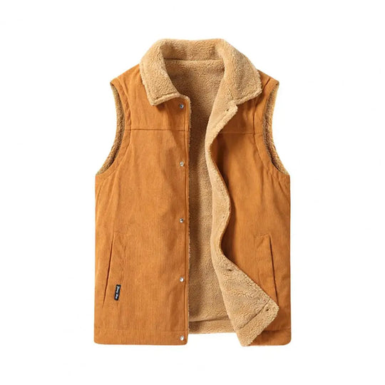 Fleece Weste Herren Knopfleiste Kragen Zwei Taschen