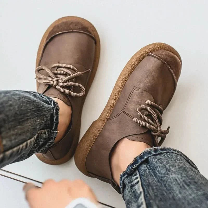 Leder Sneaker Herren Wildleder Front Handgenäht Seil