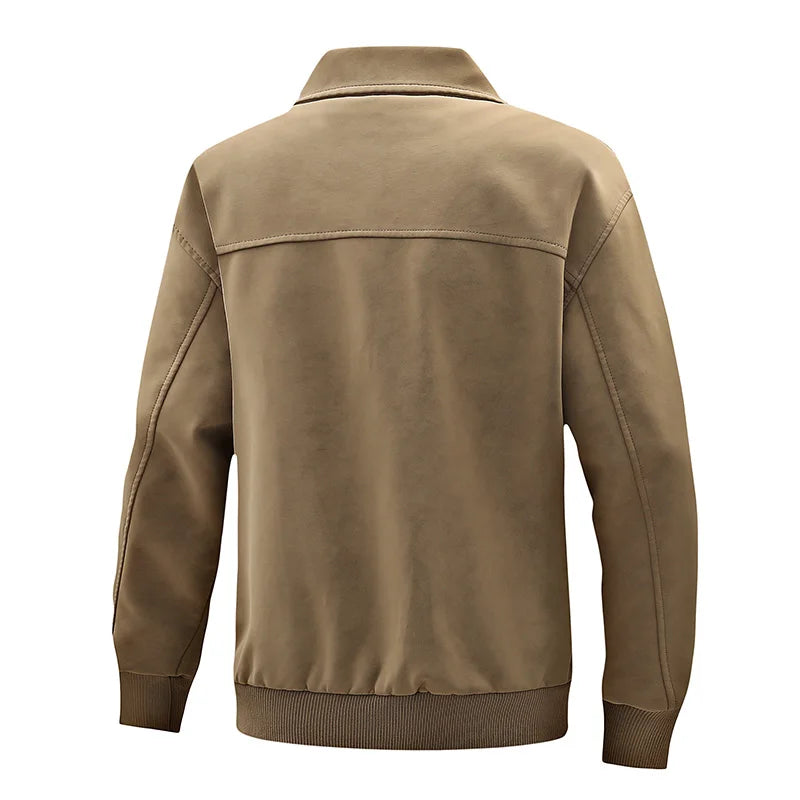 Klassische Bikerjacke Herren Winddicht Rippbündchen