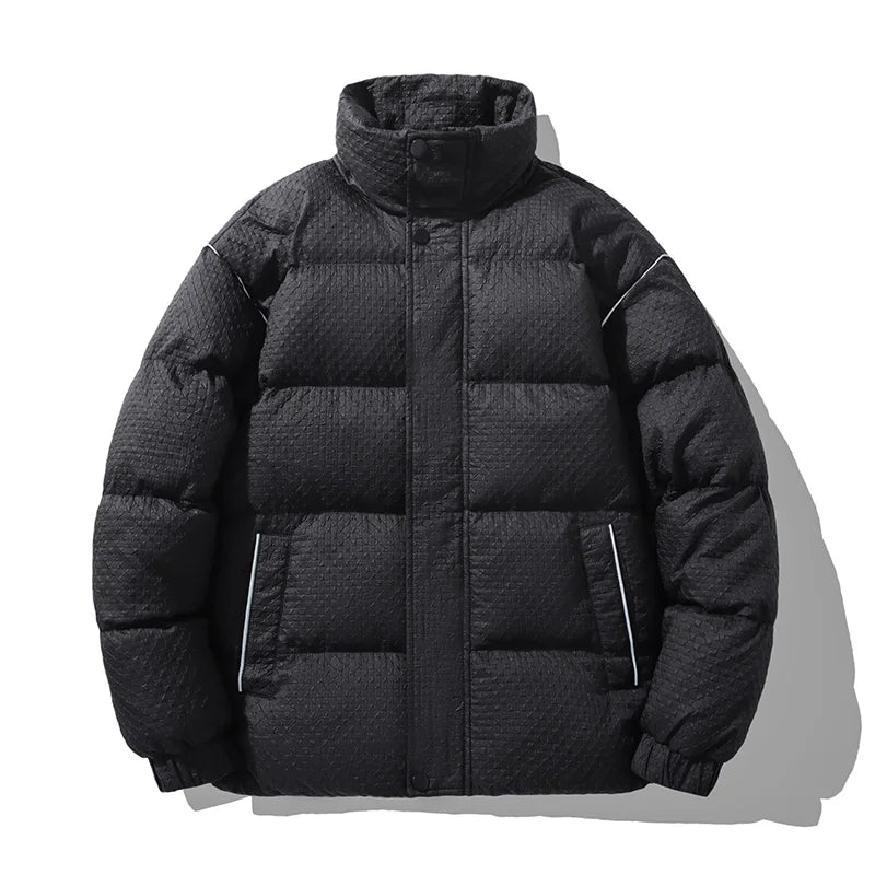 Wattierte Steppjacke Herren Hoher Kragen Strukturiert