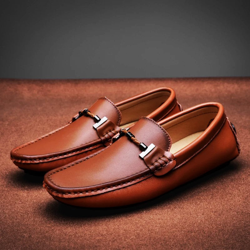 Herren Mokassins aus Echtleder – Slipper mit rutschfester Gummisohle