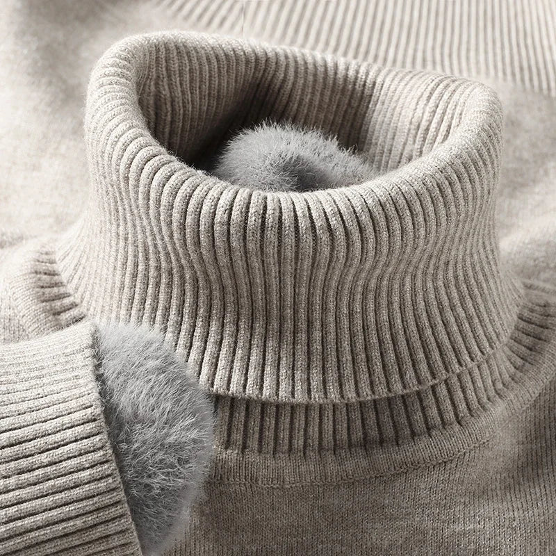 Klassischer Rollkragen Pullover Herren Strick Warm