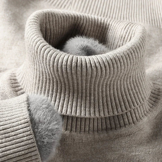 Klassischer Rollkragen Pullover Herren Strick Warm