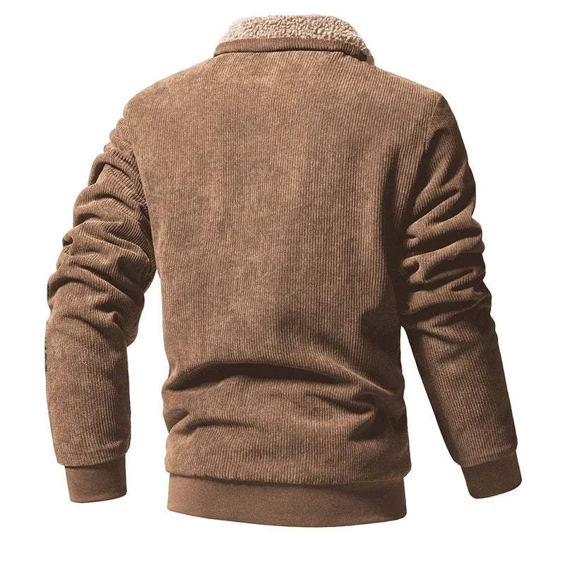 Cord Jacke Herren Fleecekragen Elastische Bündchen