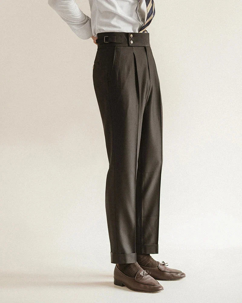 Elegante Bundfalten Anzughose Herren Tailliert Business