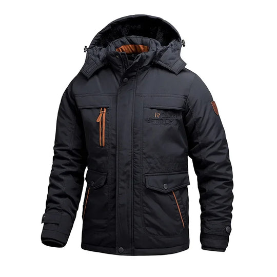 Fleece Parka Herren Abnehmbare Kapuze Vier Taschen