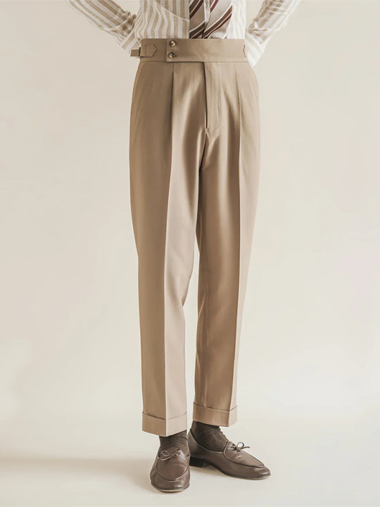 Elegante Bundfalten Anzughose Herren Tailliert Business