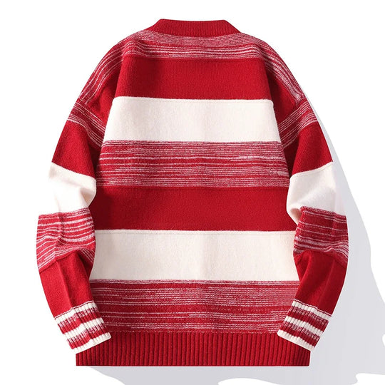 Gestreifter Strick Cardigan Herren Knopfleiste Weich