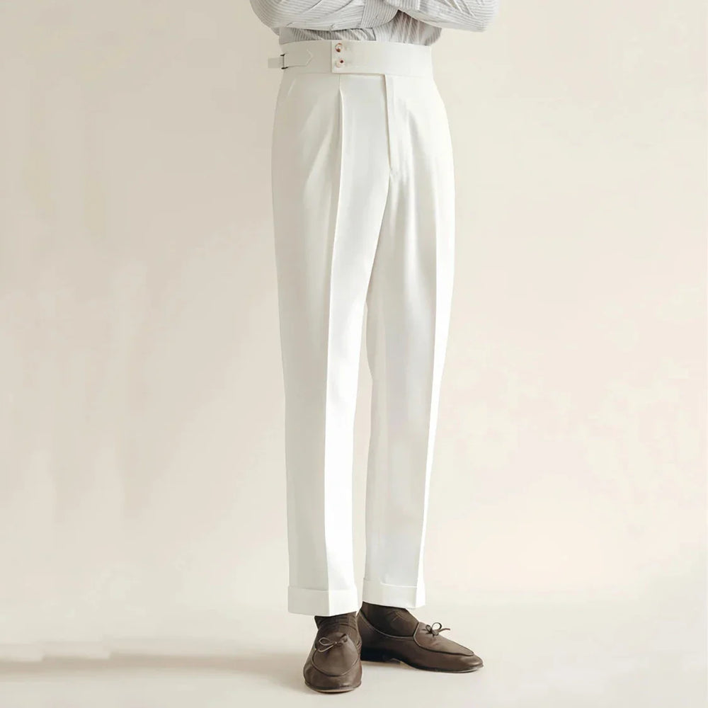 Elegante Bundfalten Anzughose Herren Tailliert Business