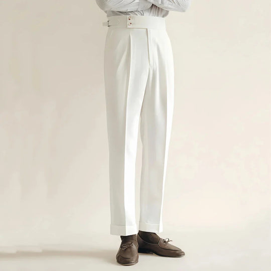 Elegante Bundfalten Anzughose Herren Tailliert Business
