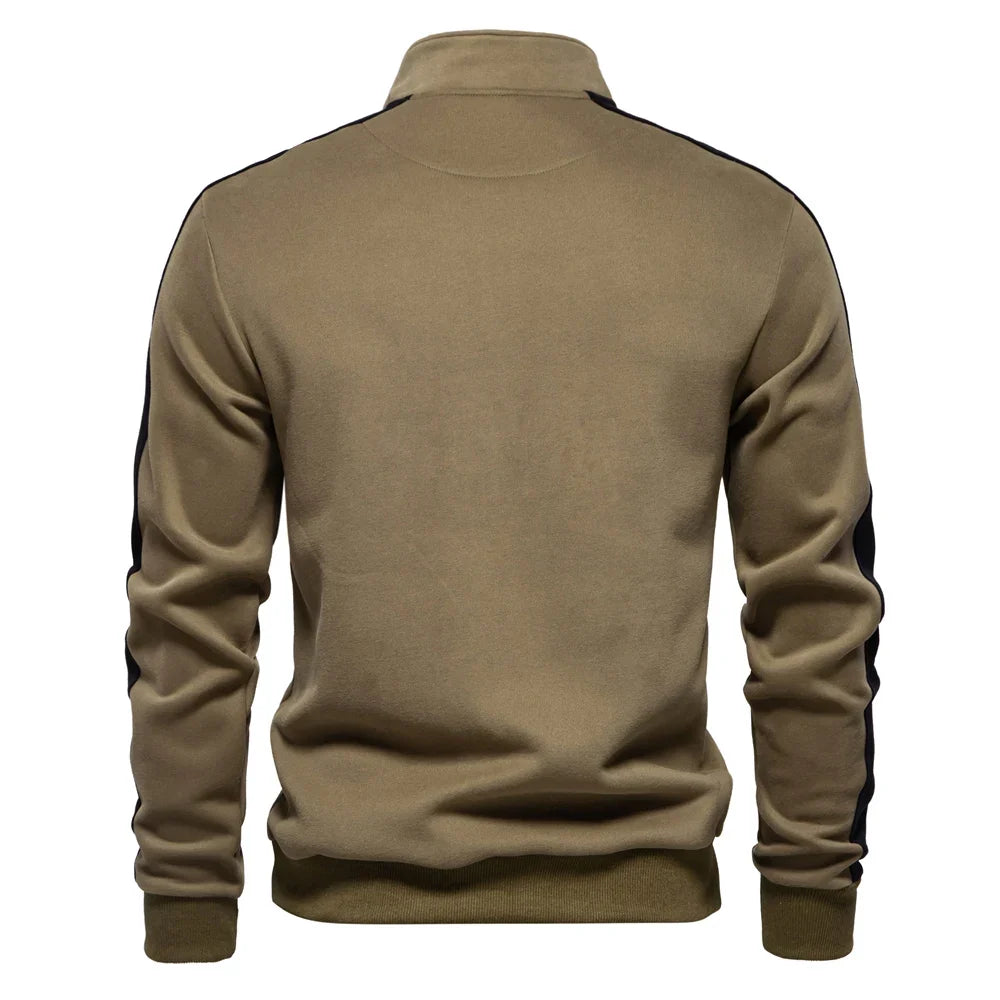 Sweatshirt Herren Halbzip Baumwollmix Seitenstreifen