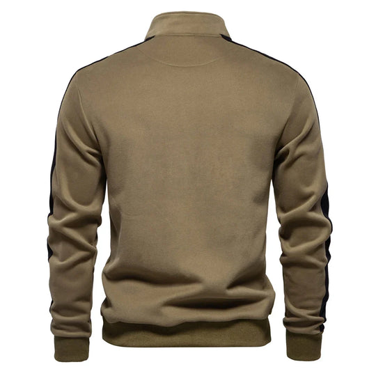 Sweatshirt Herren Halbzip Baumwollmix Seitenstreifen