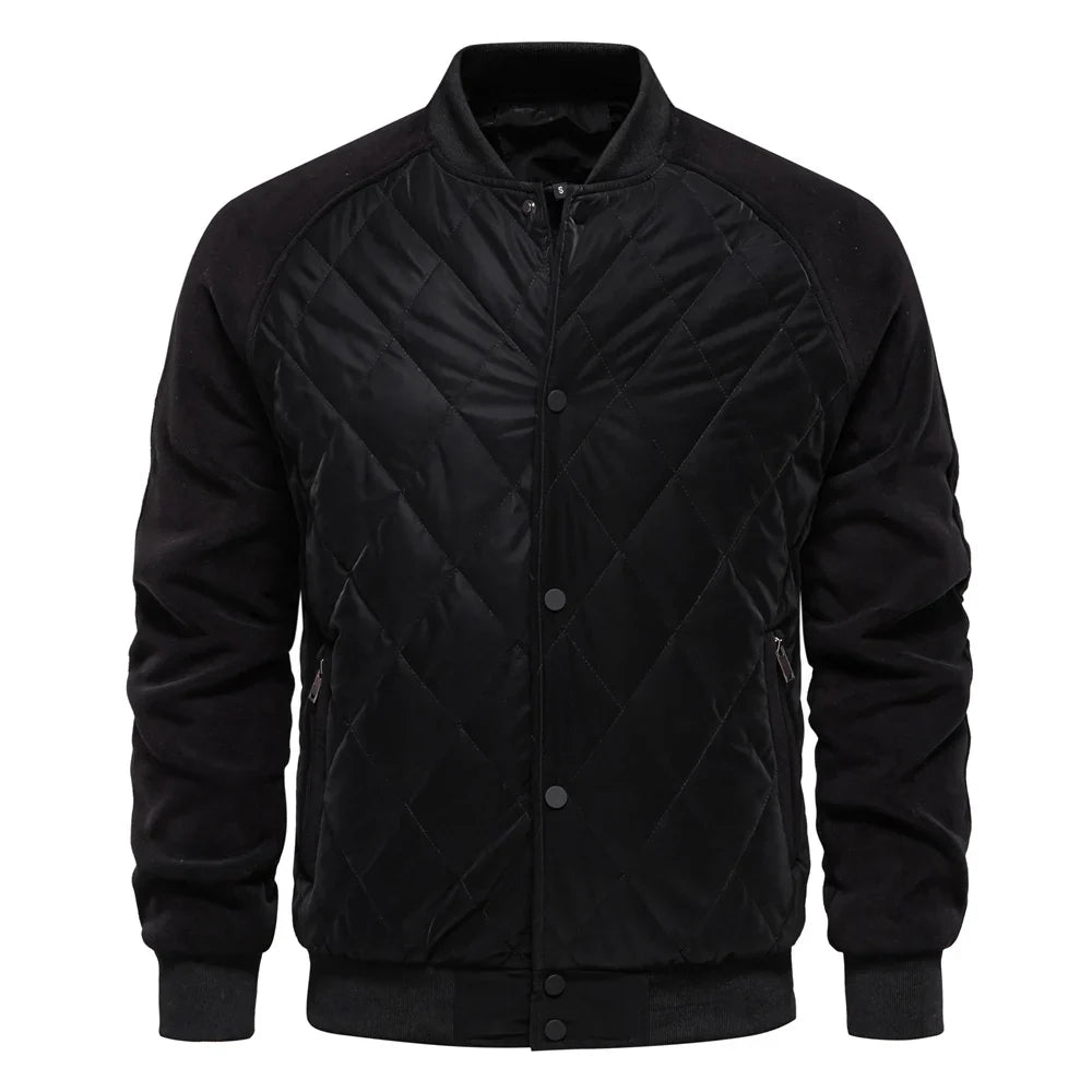 Fleece Bomberjacke Herren Wollmix Knopfleiste Warm
