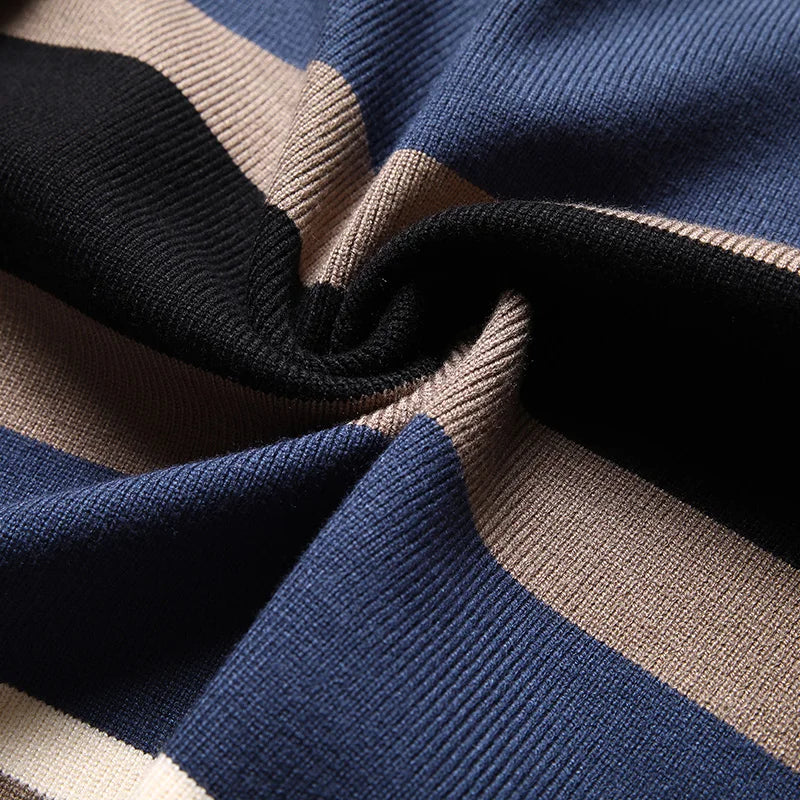 Wollmix Cardigan Herren Längsstreifen Offene Front